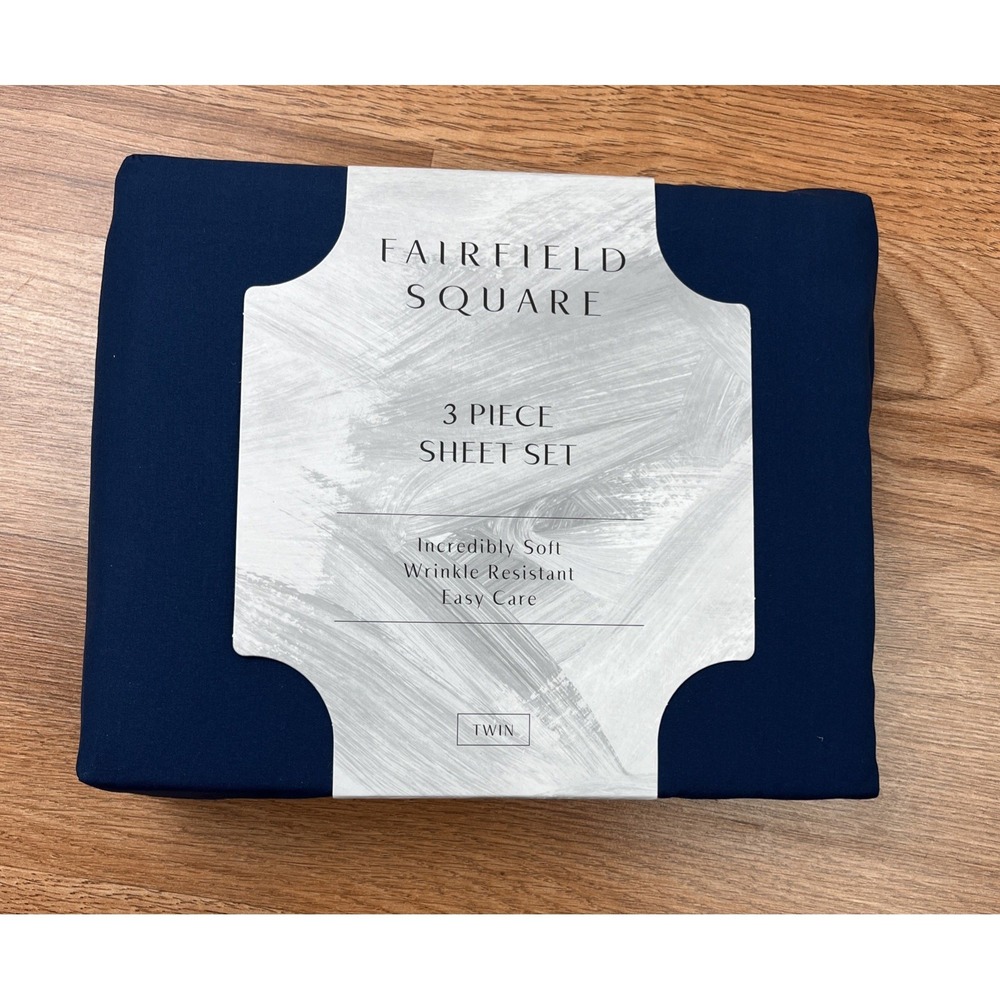 Fairfield Square 3 Piece TWIN Microfiber Sheet Set Navy NEW